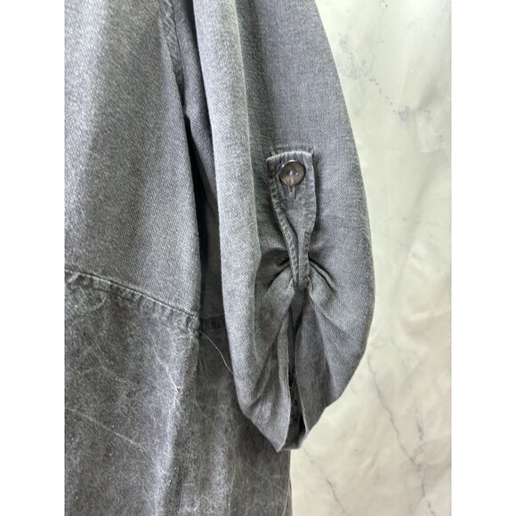 Caroline Rose Tunic Blouse Women 1X Gray Linen Relaxed Lagenlook Hi Low Boho - Picture 9 of 16